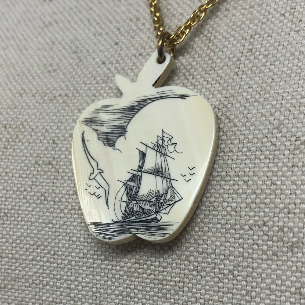 Handcrafted Scrimshaw Pendant Necklace